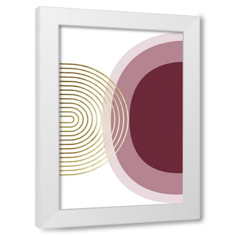 Abstract Minimalist Burgundy Gold 1 White Modern Wood Framed Art Print by Urban Epiphany