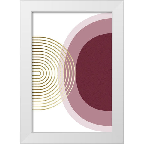 Abstract Minimalist Burgundy Gold 1 White Modern Wood Framed Art Print by Urban Epiphany