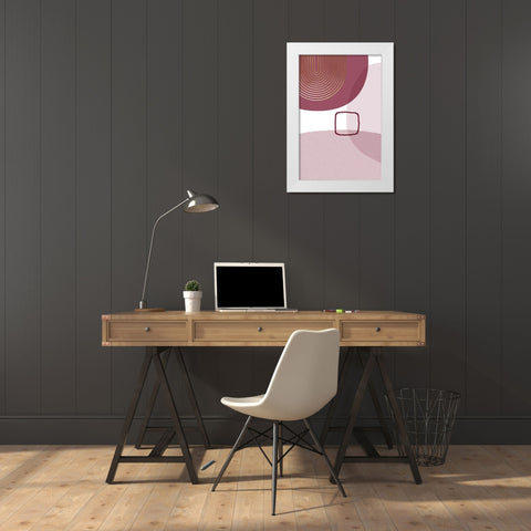Abstract Minimalist Burgundy Gold 2 White Modern Wood Framed Art Print by Urban Epiphany