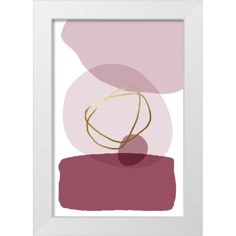 Abstract Minimalist Burgundy Gold 3 White Modern Wood Framed Art Print by Urban Epiphany