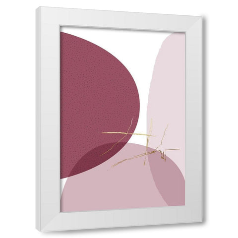 Abstract Minimalist Burgundy Gold 6 White Modern Wood Framed Art Print by Urban Epiphany