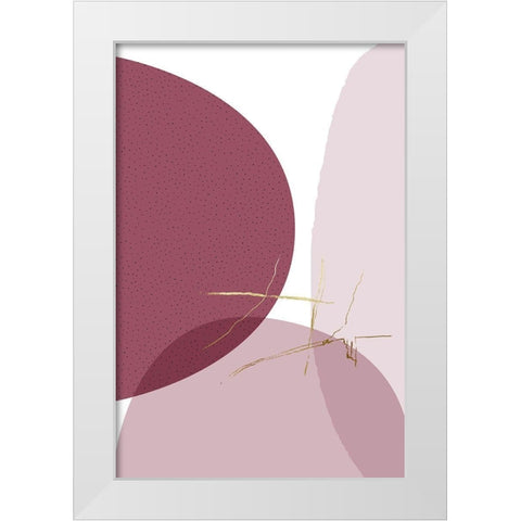 Abstract Minimalist Burgundy Gold 6 White Modern Wood Framed Art Print by Urban Epiphany