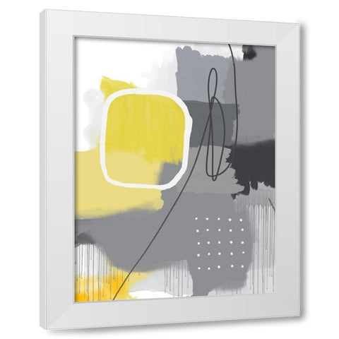 Modern Abstract Yellow Grey 1 White Modern Wood Framed Art Print by Urban Epiphany