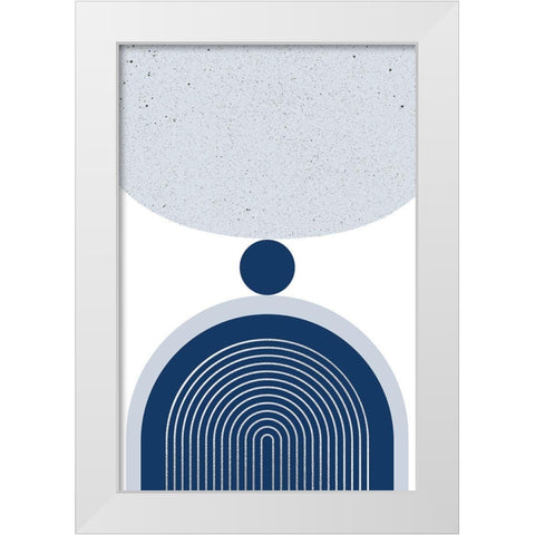 Mid Century Modern Navy Silver 1 White Modern Wood Framed Art Print by Urban Epiphany