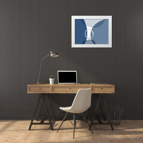 Mid Century Modern Navy Silver 2 White Modern Wood Framed Art Print by Urban Epiphany