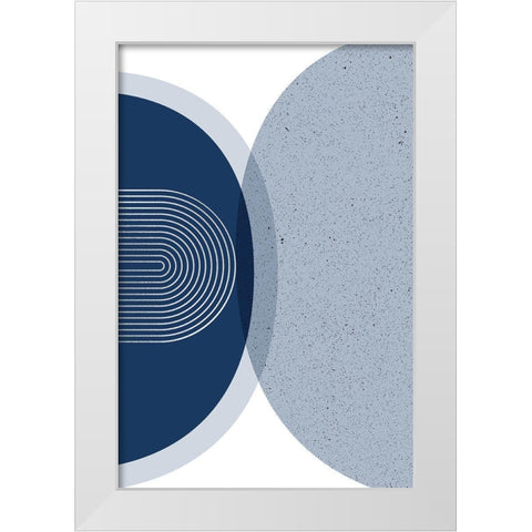 Mid Century Modern Navy Silver 3 White Modern Wood Framed Art Print by Urban Epiphany