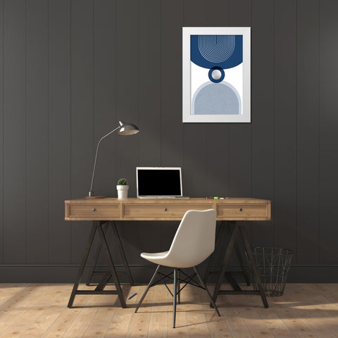 Mid Century Glam Navy Silver 1 White Modern Wood Framed Art Print by Urban Epiphany
