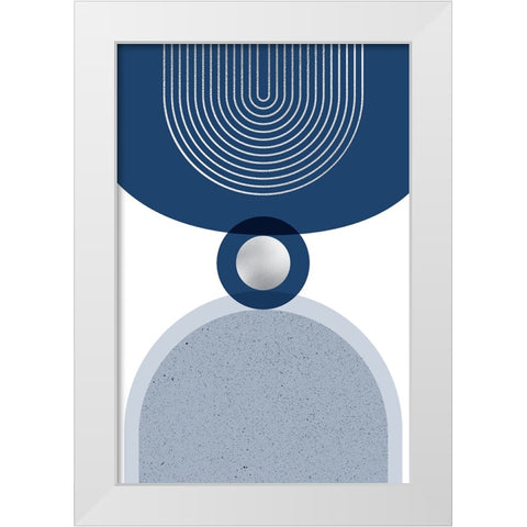 Mid Century Glam Navy Silver 1 White Modern Wood Framed Art Print by Urban Epiphany