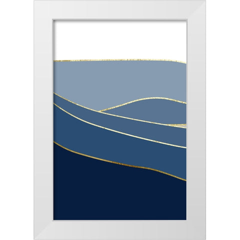 Navy Gold Landscape 1 White Modern Wood Framed Art Print by Urban Epiphany