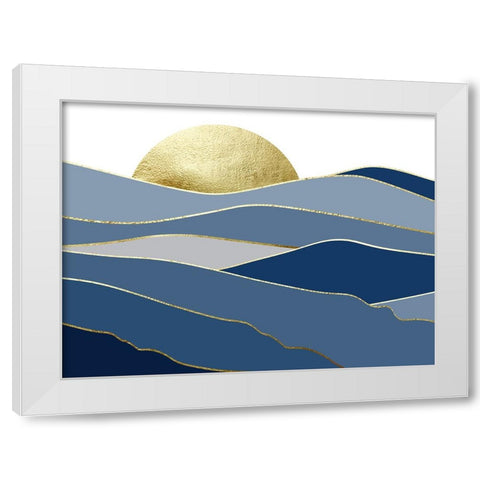 Navy Gold Landscape 2 White Modern Wood Framed Art Print by Urban Epiphany