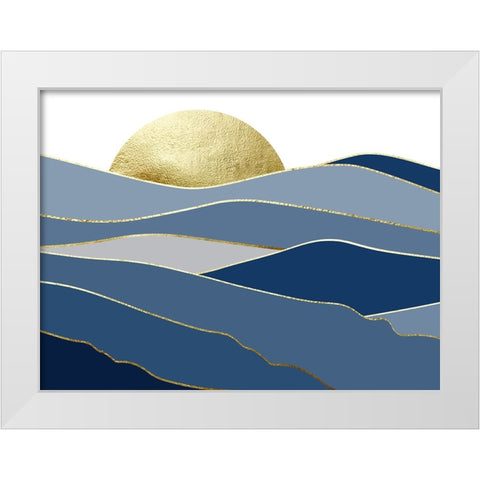 Navy Gold Landscape 2 White Modern Wood Framed Art Print by Urban Epiphany