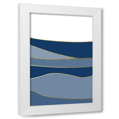 Navy Gold Landscape 3 White Modern Wood Framed Art Print by Urban Epiphany