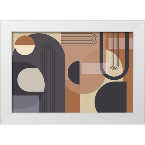 Abstract Arches Charcoal Terracotta 1 White Modern Wood Framed Art Print by Urban Epiphany