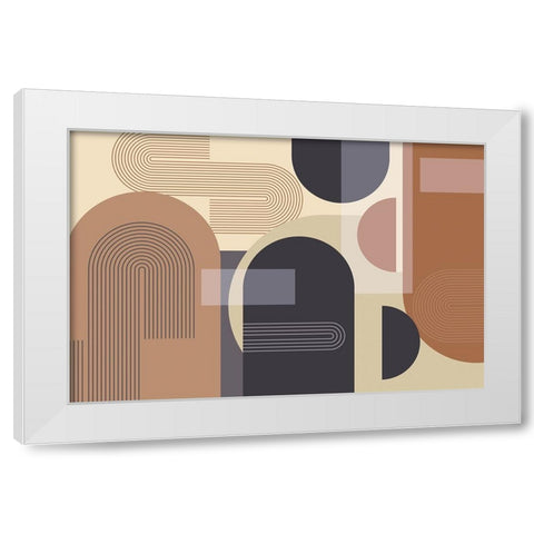 Abstract Arches Charcoal Terracotta 2 White Modern Wood Framed Art Print by Urban Epiphany