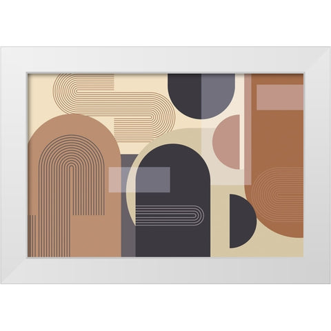 Abstract Arches Charcoal Terracotta 2 White Modern Wood Framed Art Print by Urban Epiphany