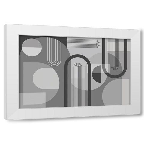 Abstract Arches Gray 1 White Modern Wood Framed Art Print by Urban Epiphany