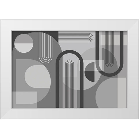 Abstract Arches Gray 1 White Modern Wood Framed Art Print by Urban Epiphany