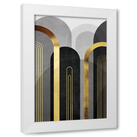 Mid Century Arches Black Gold 1 White Modern Wood Framed Art Print by Urban Epiphany