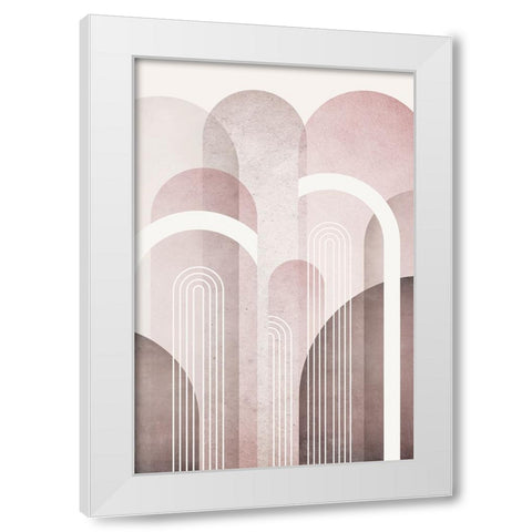 MidCentury Arches Pink Burgundy 1 White Modern Wood Framed Art Print by Urban Epiphany