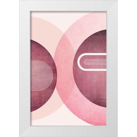 Mid Century Arches Pink Burgundy 2 White Modern Wood Framed Art Print by Urban Epiphany