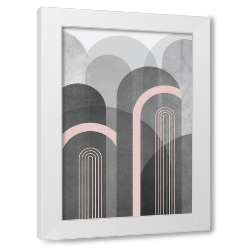 Mid Century Arches Pink Gray 2 White Modern Wood Framed Art Print by Urban Epiphany