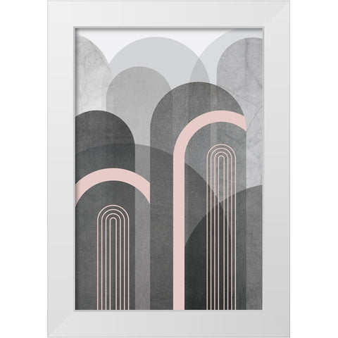 Mid Century Arches Pink Gray 2 White Modern Wood Framed Art Print by Urban Epiphany