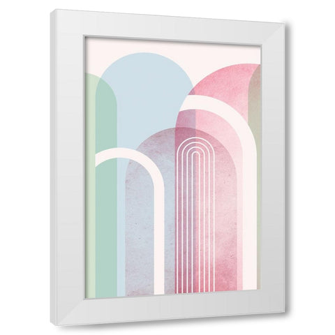 Mid Century Arches Soft Pastels 1 White Modern Wood Framed Art Print by Urban Epiphany