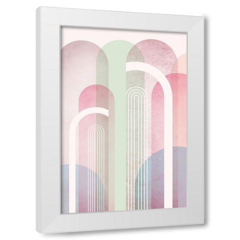Mid Century Arches Soft Pastels 2 White Modern Wood Framed Art Print by Urban Epiphany