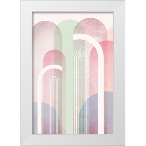 Mid Century Arches Soft Pastels 2 White Modern Wood Framed Art Print by Urban Epiphany