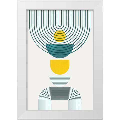 Mid Century Teal Yellow 1 White Modern Wood Framed Art Print by Urban Epiphany