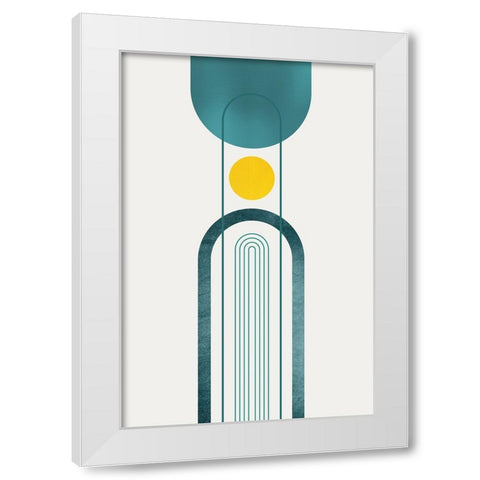 Mid Century Teal Yellow 2 White Modern Wood Framed Art Print by Urban Epiphany