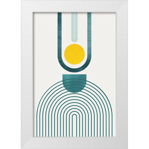 Mid Century Teal Yellow 3 White Modern Wood Framed Art Print by Urban Epiphany