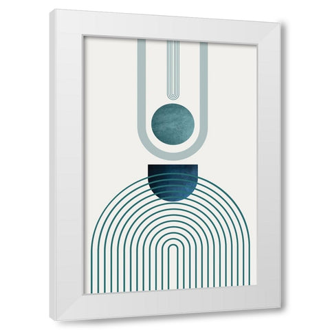Mid CenturyModern Navy Teal 1 White Modern Wood Framed Art Print by Urban Epiphany