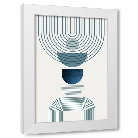 Mid CenturyModern Navy Teal 2 White Modern Wood Framed Art Print by Urban Epiphany