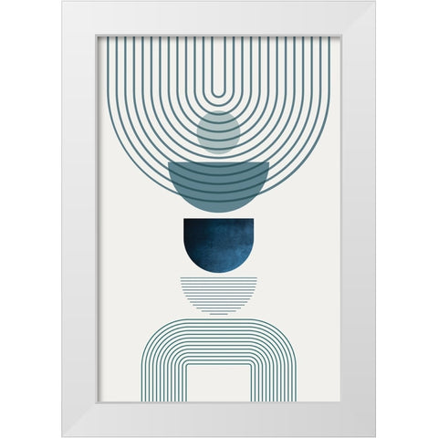 Mid CenturyModern Navy Teal 2 White Modern Wood Framed Art Print by Urban Epiphany