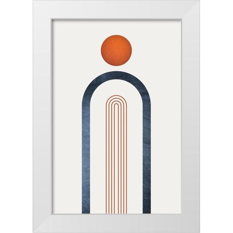 Minimalist Mid Century Orange Navy 1 White Modern Wood Framed Art Print by Urban Epiphany