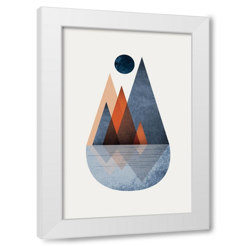 Minimalist Mid Century Orange Navy 2 White Modern Wood Framed Art Print by Urban Epiphany