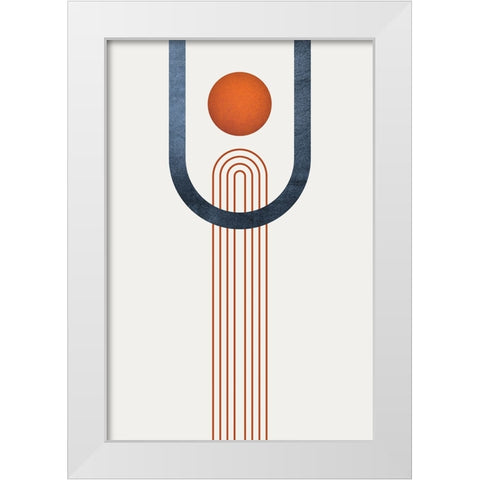 Minimalist Mid Century Orange Navy 3 White Modern Wood Framed Art Print by Urban Epiphany