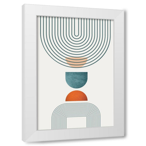 Minimalist Mid Century Orange Teal 1 White Modern Wood Framed Art Print by Urban Epiphany