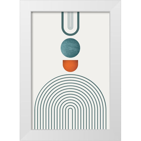 Minimalist Mid Century Orange Teal 3 White Modern Wood Framed Art Print by Urban Epiphany