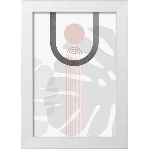 Modern Mid Century Abstract Pink Grey 1 White Modern Wood Framed Art Print by Urban Epiphany