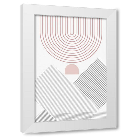 Modern Mid Century Abstract Pink Grey 3 White Modern Wood Framed Art Print by Urban Epiphany