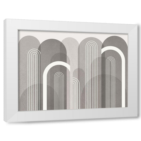 Mid Century Arches Stone White Modern Wood Framed Art Print by Urban Epiphany