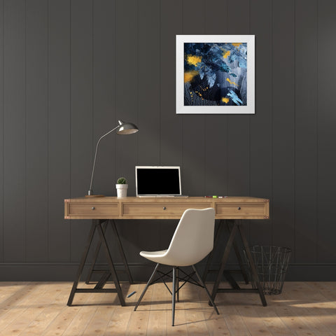 Navy Gold Abstract White Modern Wood Framed Art Print by Urban Epiphany