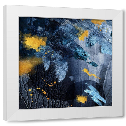 Navy Gold Abstract White Modern Wood Framed Art Print by Urban Epiphany