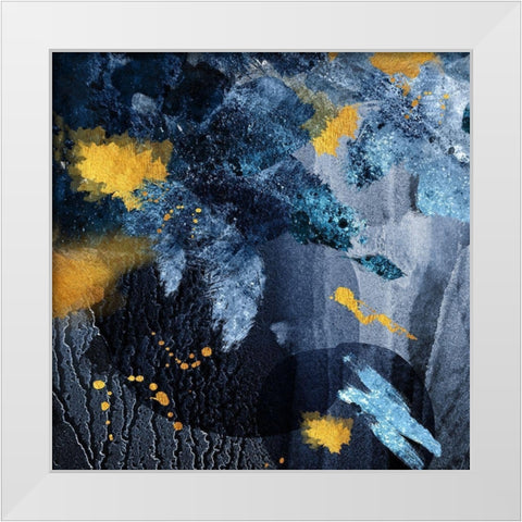 Navy Gold Abstract White Modern Wood Framed Art Print by Urban Epiphany