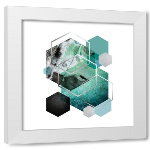 Geo Teal 2 White Modern Wood Framed Art Print by Urban Epiphany