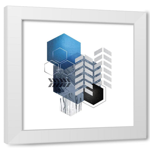 Geo Blue 1 White Modern Wood Framed Art Print by Urban Epiphany
