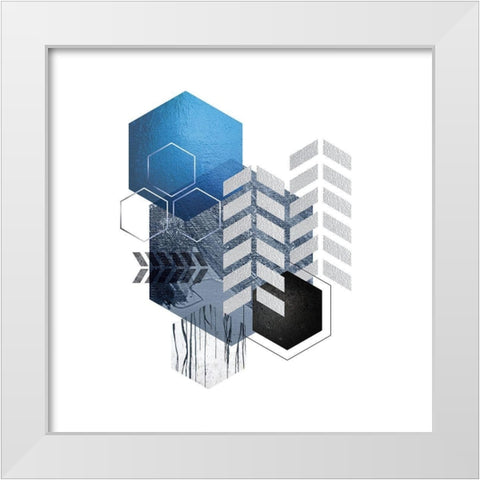 Geo Blue 1 White Modern Wood Framed Art Print by Urban Epiphany