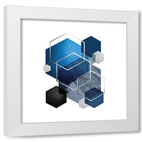 Geo Blue 2 White Modern Wood Framed Art Print by Urban Epiphany